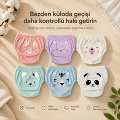 Beybifiy tuvalet alıştırma külodu - 6 renkli hayvan desenli set